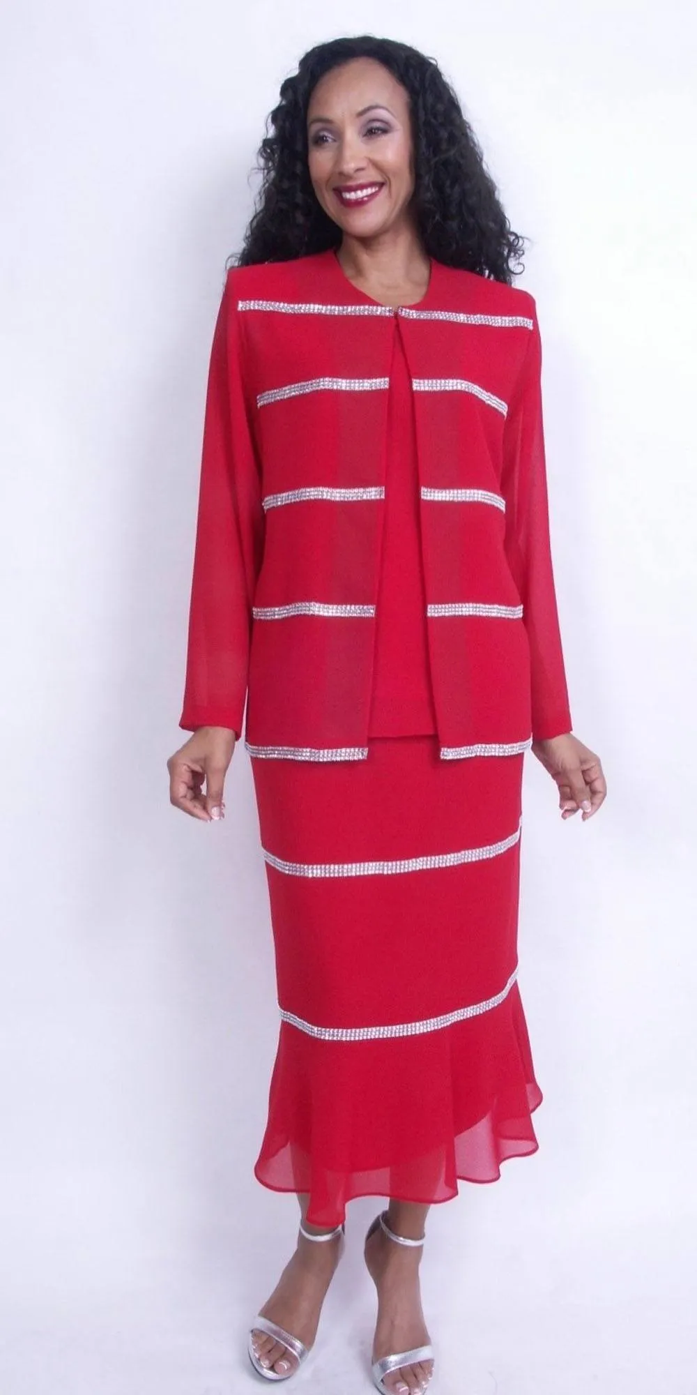 Hosanna Design 5526 Modest 3-Piece Tea Length Dress Set