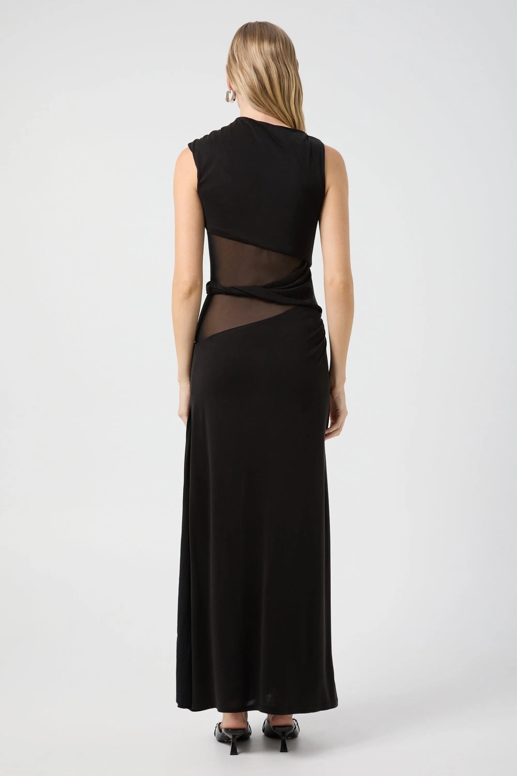 INTERWEAVE DRAPE MAXI DRESS | BLACK