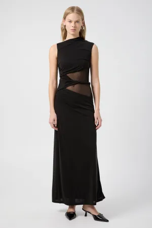 INTERWEAVE DRAPE MAXI DRESS | BLACK