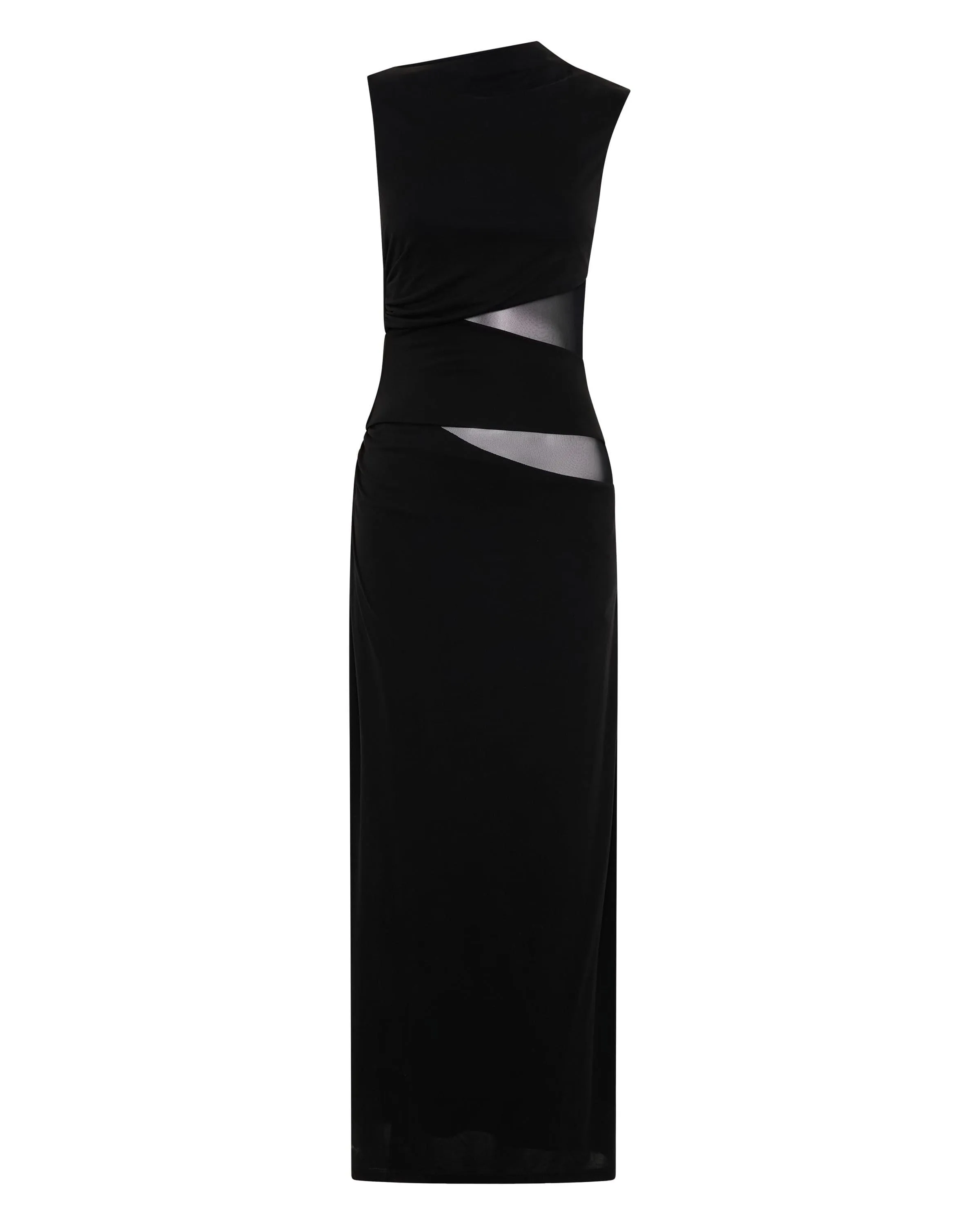 INTERWEAVE DRAPE MAXI DRESS | BLACK