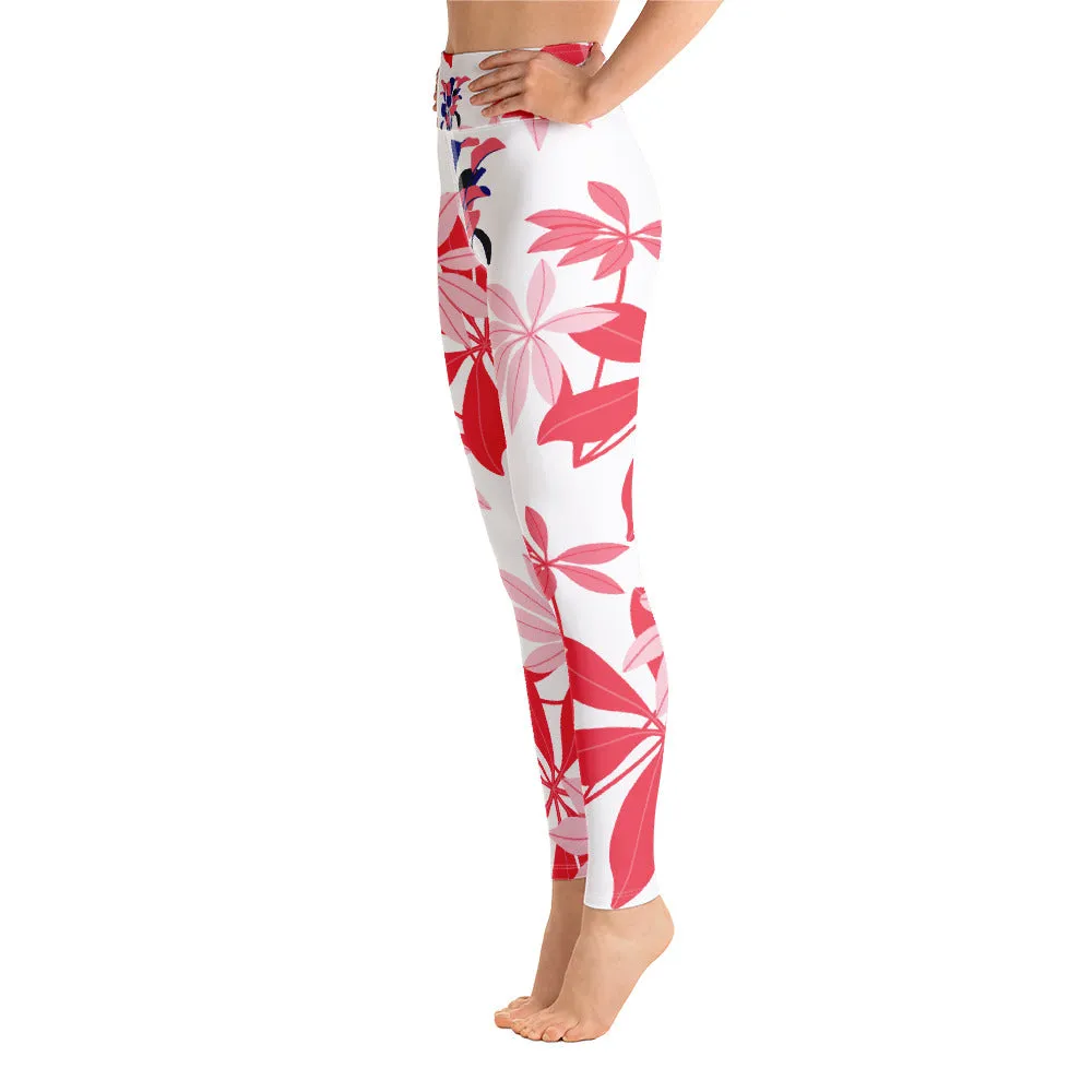 Island Girl - Pink Red Flower Print Leggings