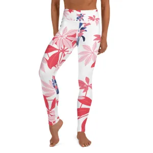 Island Girl - Pink Red Flower Print Leggings