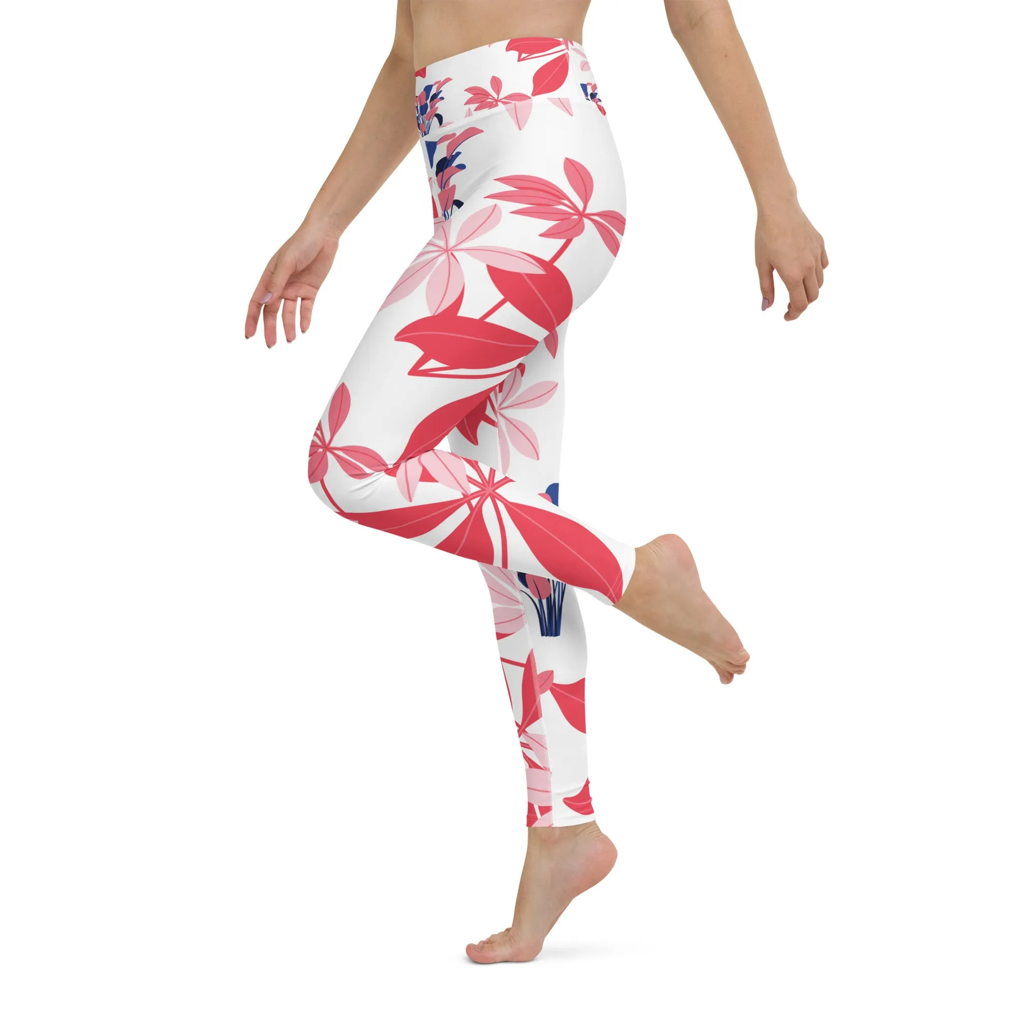 Island Girl - Pink Red Flower Print Leggings