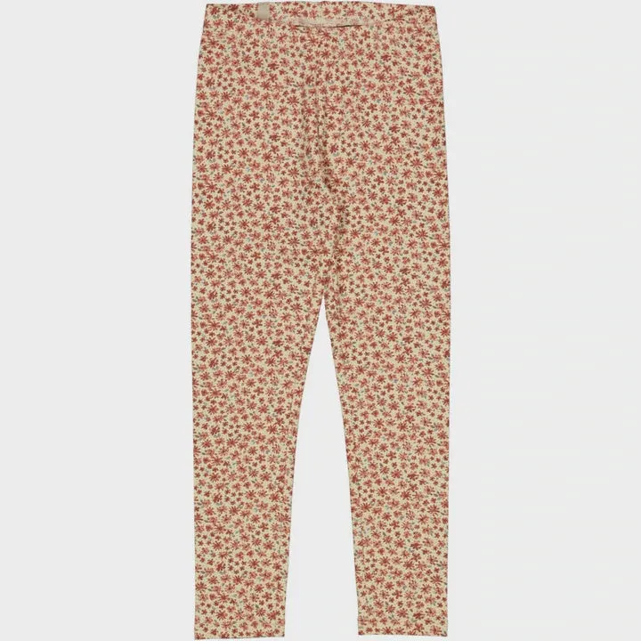 Jersey Leggings Beige Flowers