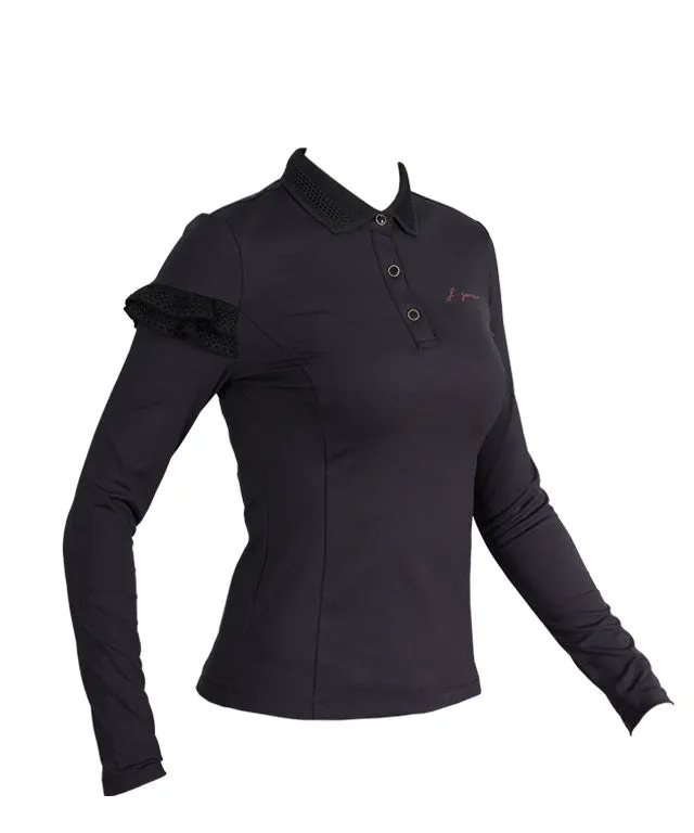 J.Jane Frill Sleeve T-Shirts (Black)