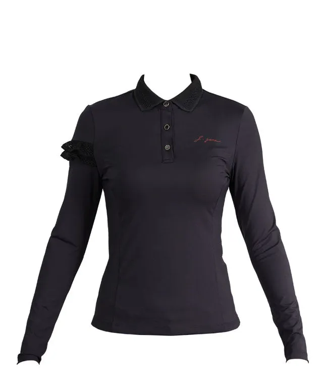 J.Jane Frill Sleeve T-Shirts (Black)