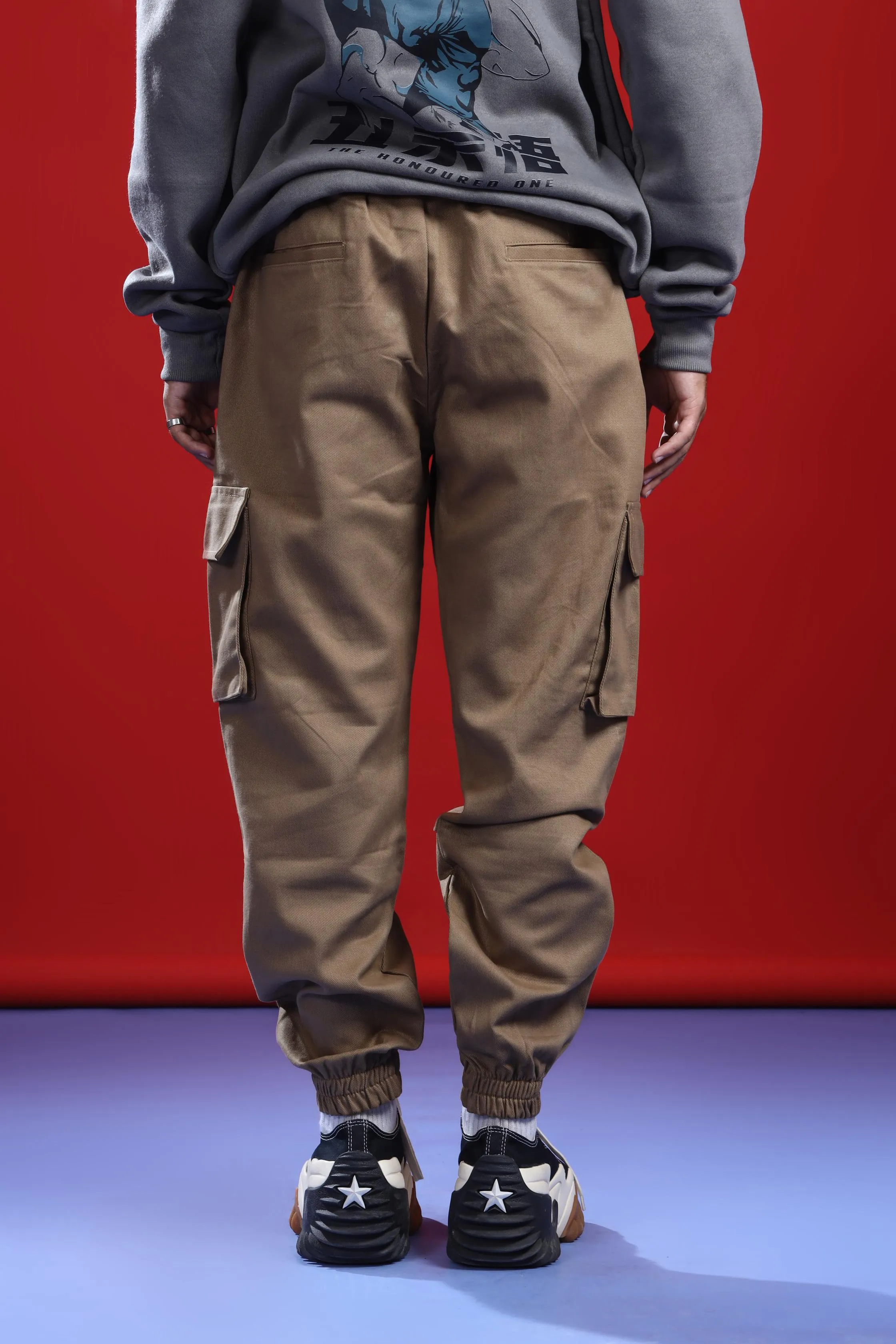 KHAKI CARGO PANT (ELASTIC)