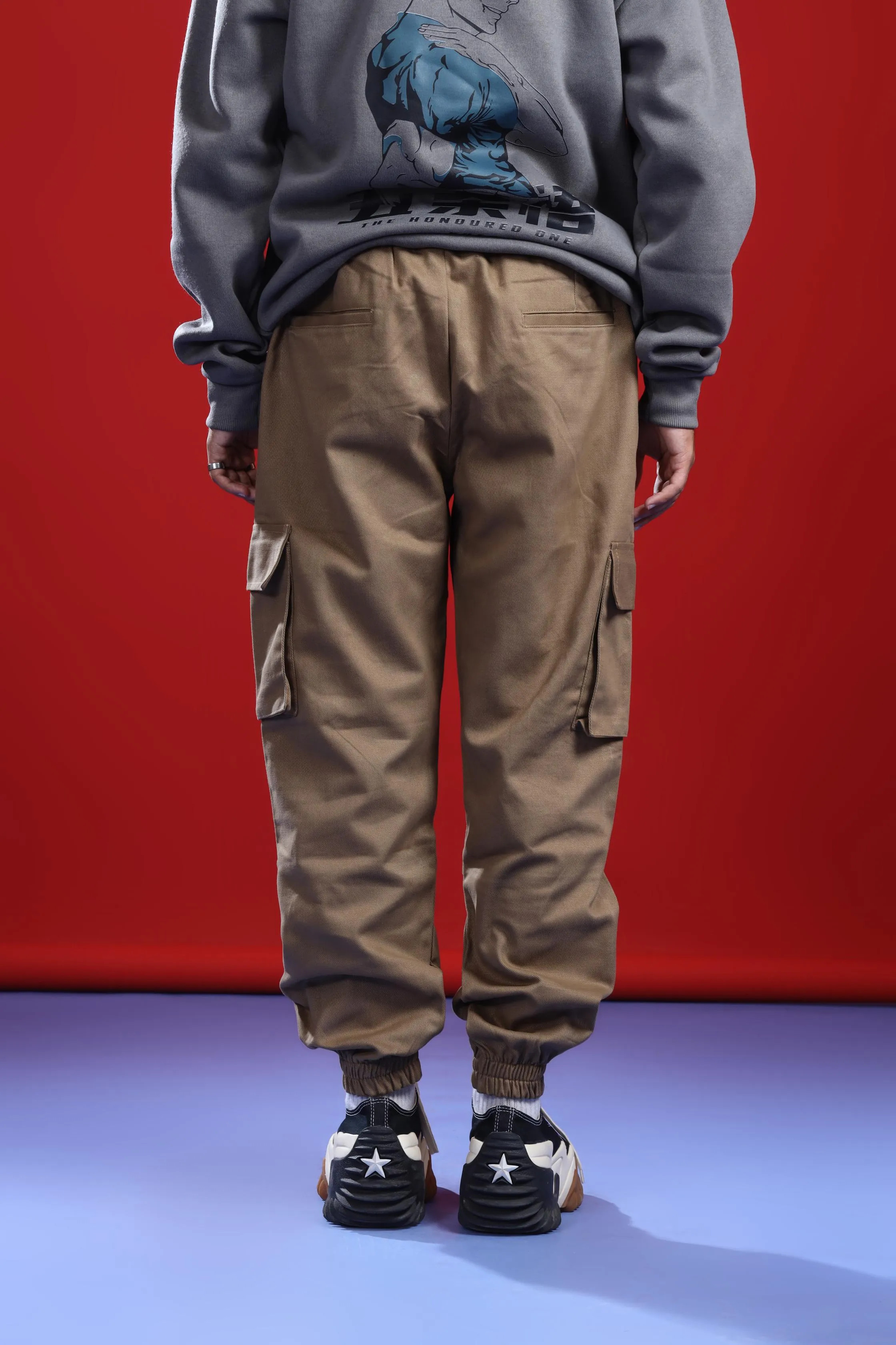 KHAKI CARGO PANT (ELASTIC)