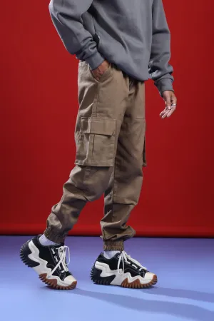 KHAKI CARGO PANT (ELASTIC)