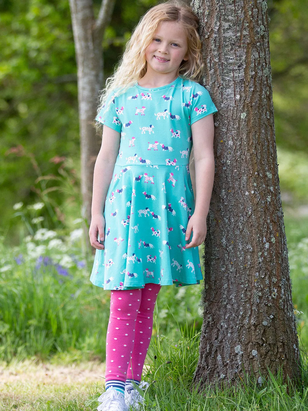 Kite Flora and Friends Dog Skater Dress- Organic Dress- Dog- Children's Clothing