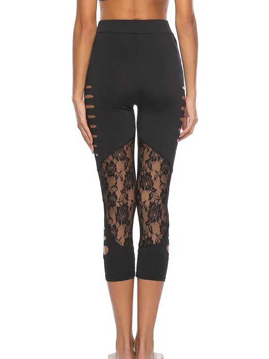 Lace Stitching Hole Yoga Pants
