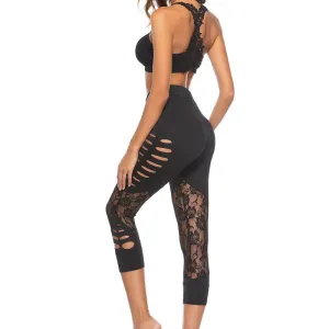 Lace Stitching Hole Yoga Pants