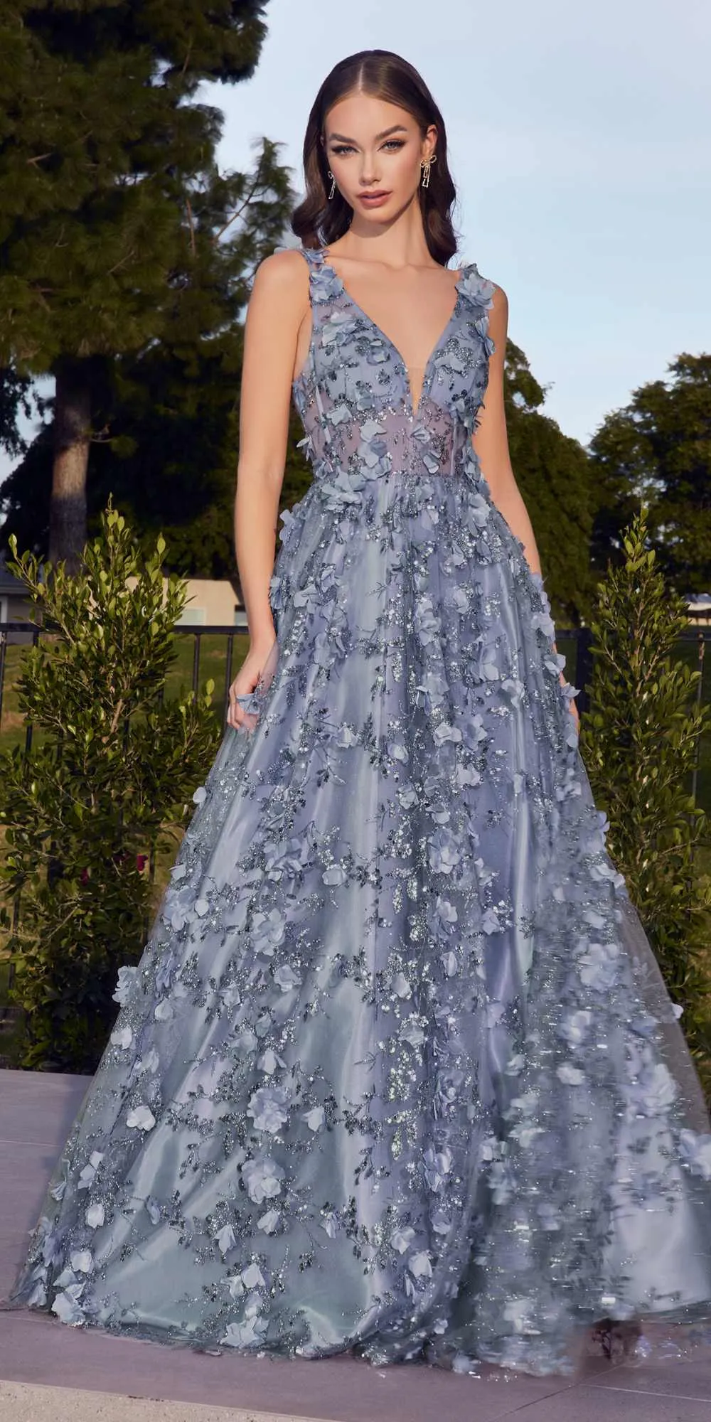 Ladivine J838 Floor Length Glitter A-Line Ball Gown