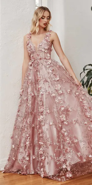 Ladivine J838 Floor Length Glitter A-Line Ball Gown
