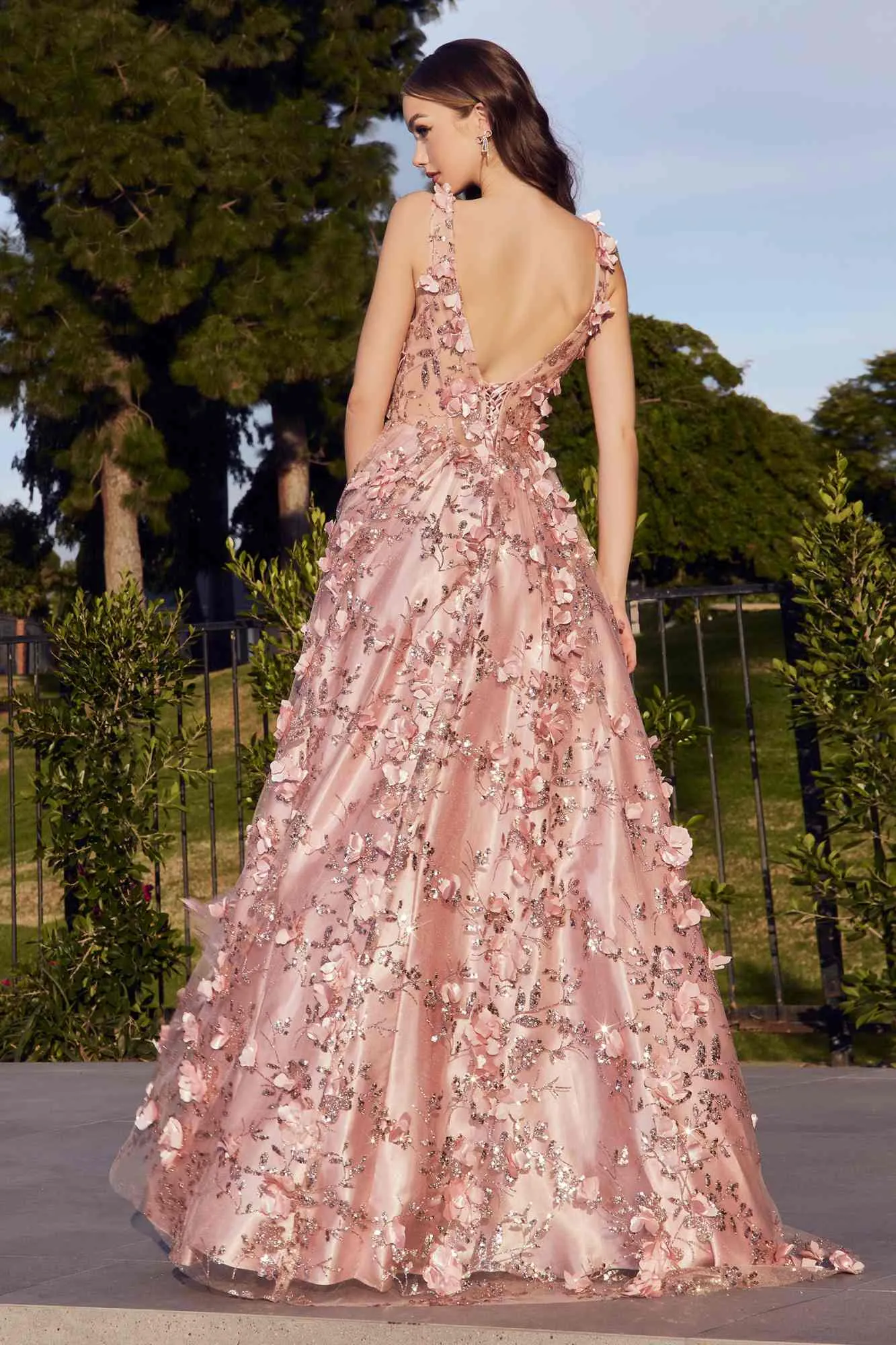 Ladivine J838 Floor Length Glitter A-Line Ball Gown