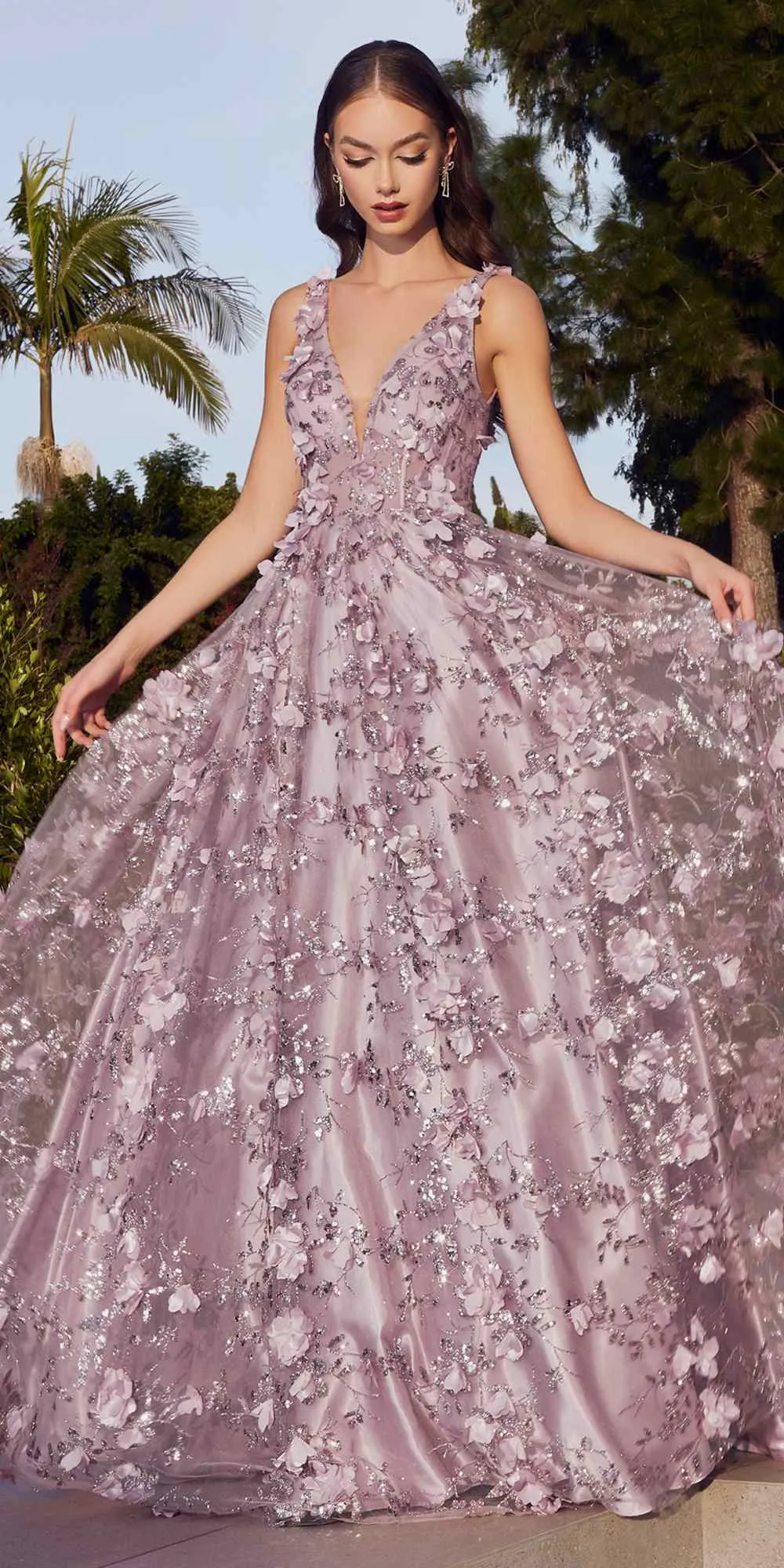 Ladivine J838 Floor Length Glitter A-Line Ball Gown