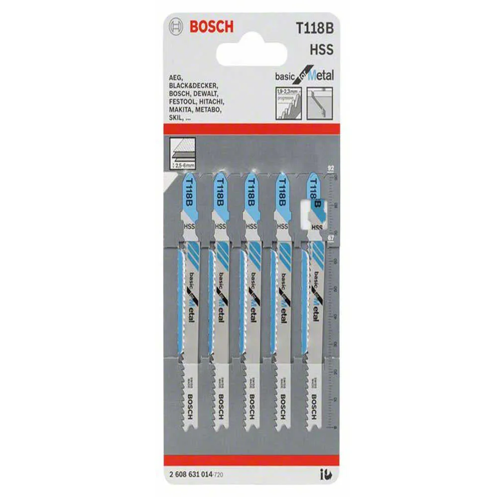 Lame taglio acciaio per seghetto alternativo conf. 5 pz. Bosch T 118 B