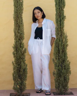 Linen Tapered Pants White
