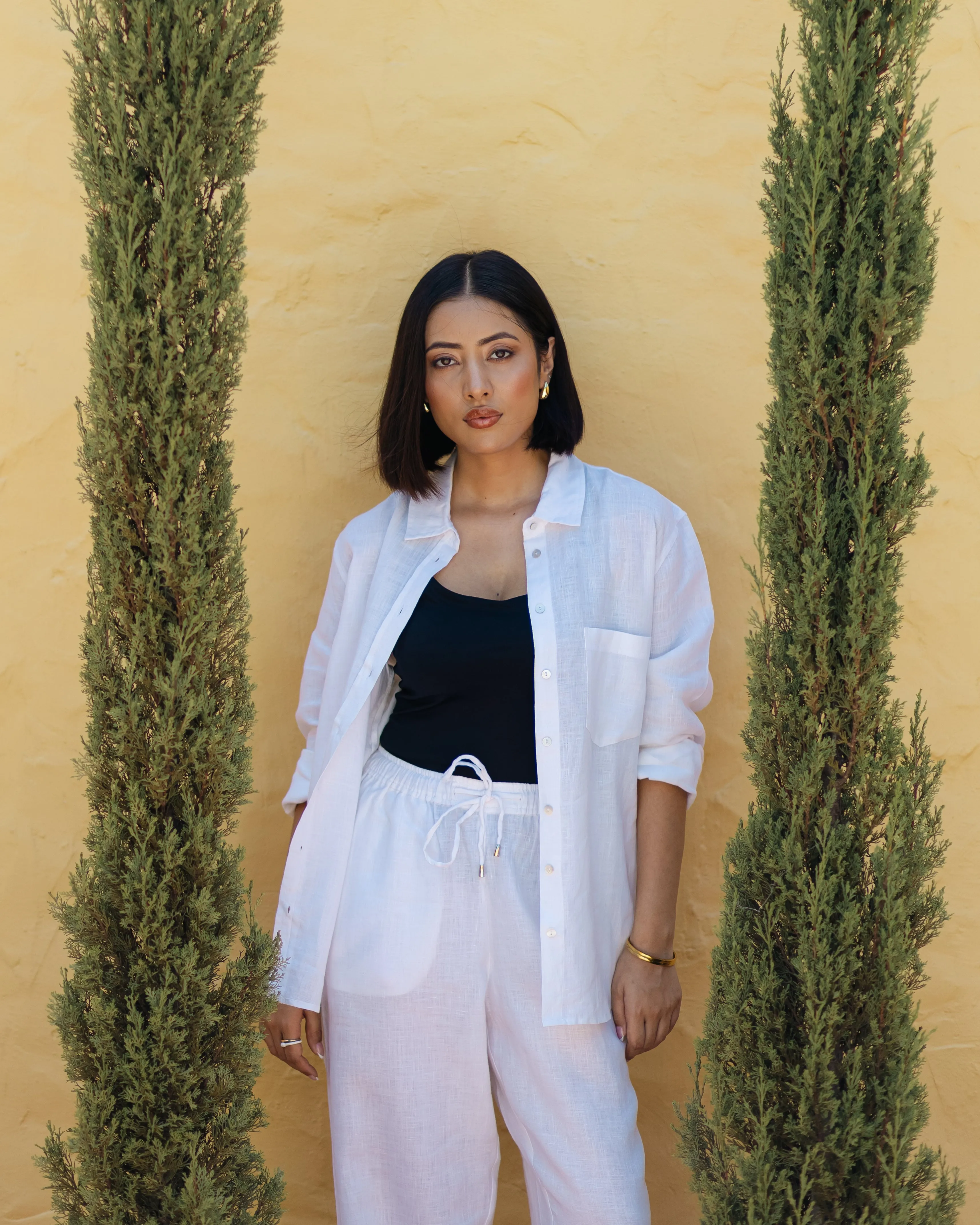 Linen Tapered Pants White