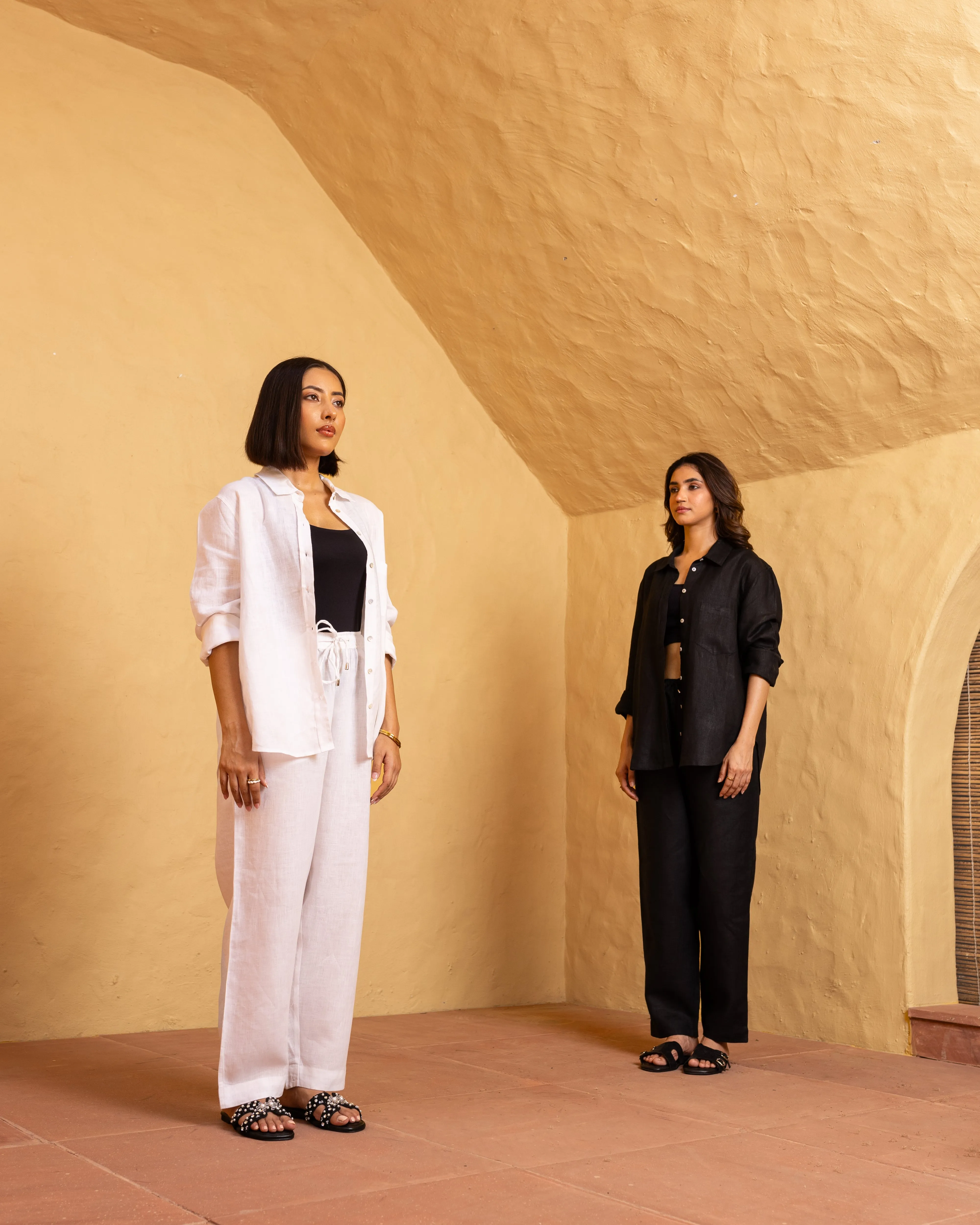 Linen Tapered Pants White