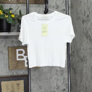 Live to be Spoiled Juniors Ribbed Stretch Short Sleeve T-Shirt Tee White XL