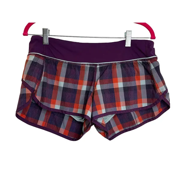 Lululemon Run Times Shorts Wheezy Check Berry sz 8 EUC