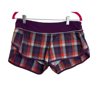 Lululemon Run Times Shorts Wheezy Check Berry sz 8 EUC