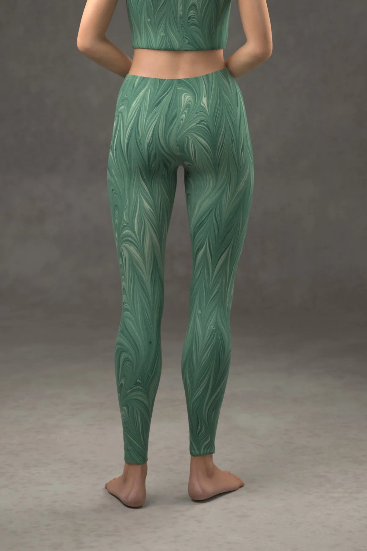 Marbled Twill Leggings: Teal