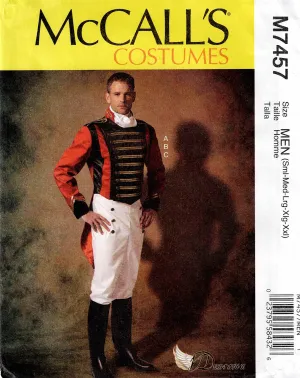 McCall's 7457 Men's Civil War Military Costume Riding Jacket Cravat & Pants Out Of Print Sewing Pattern Size S - XXL UNCUT Factory Folded