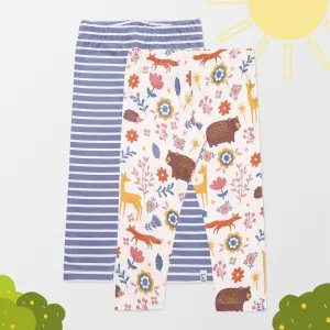 Multicoloured Animal And Stripe Print Leggings - 2 Pack
