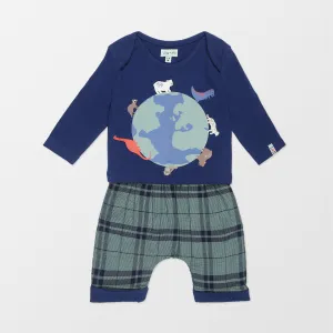 Multicoloured Animal World Print Top And Legging Set
