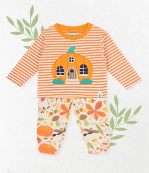 Multicoloured Autumn Floral Print Top And Legging Set