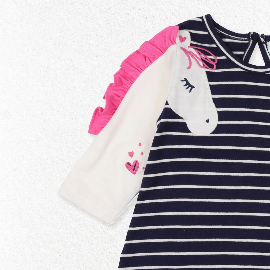 Multicoloured Horse Applique Dress And Leggings Set