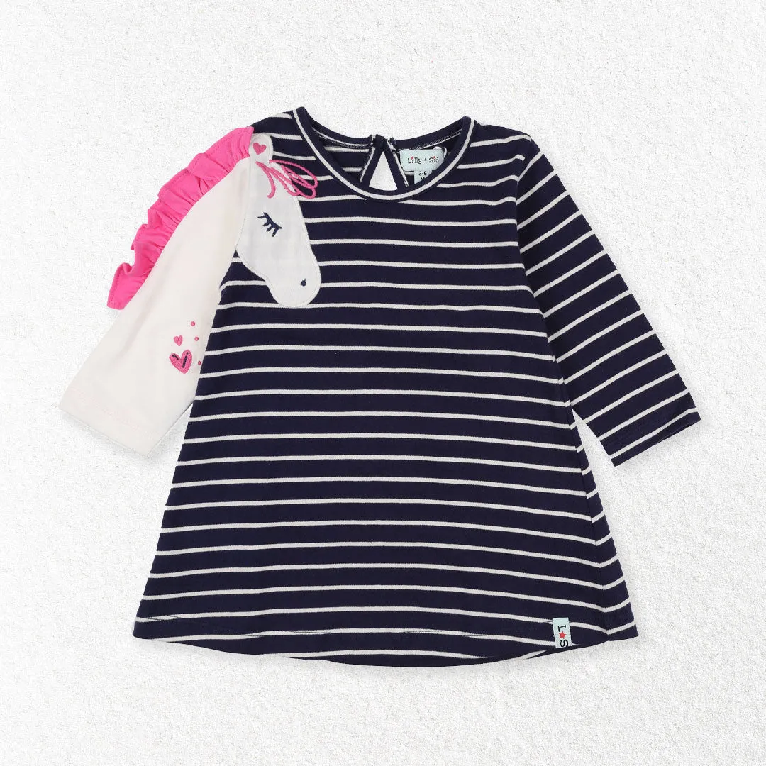 Multicoloured Horse Applique Dress And Leggings Set