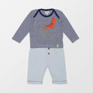 Multicoloured Stripe Print Top And Leggings Set