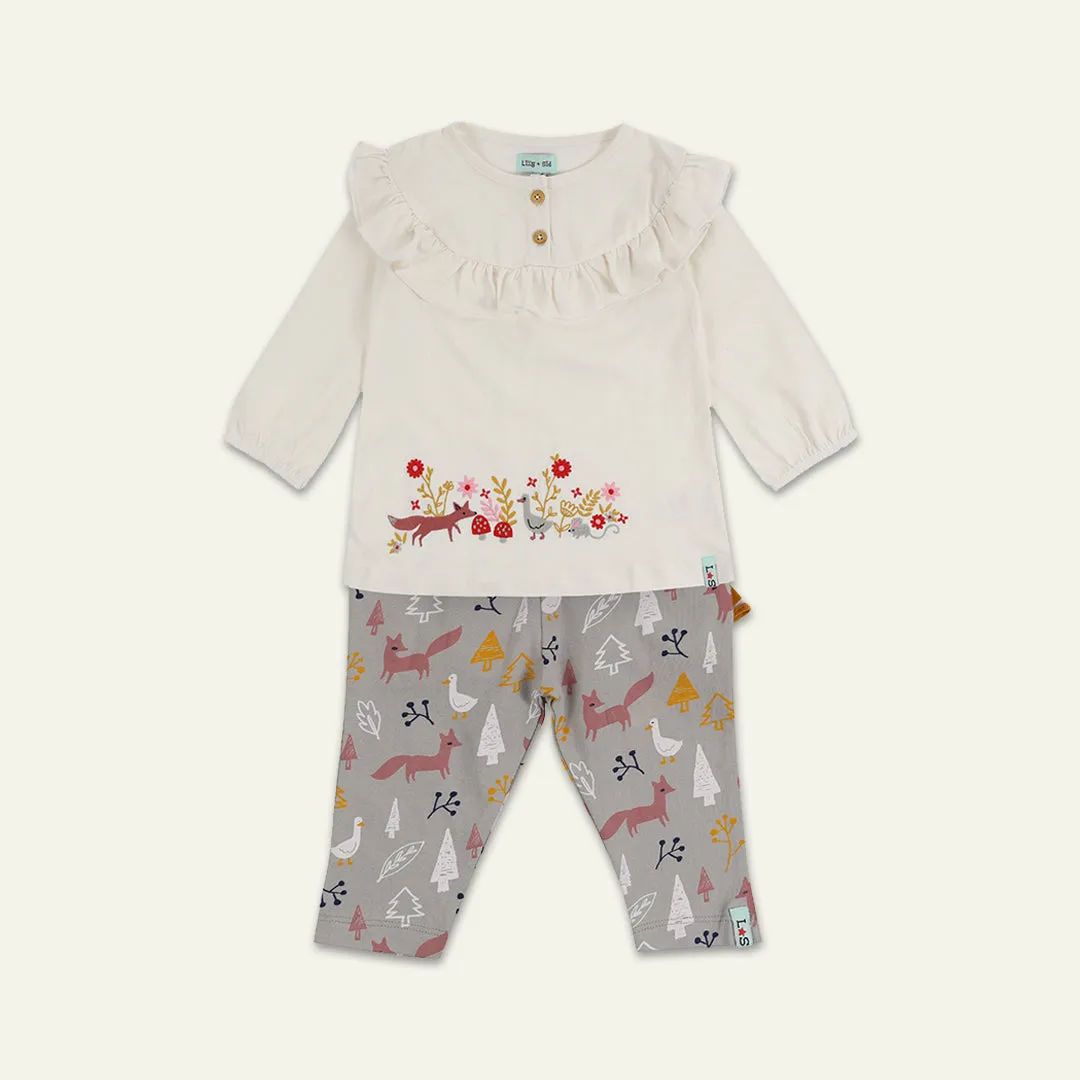 Multicoloured Woodland Animal Print Top And Legging Set
