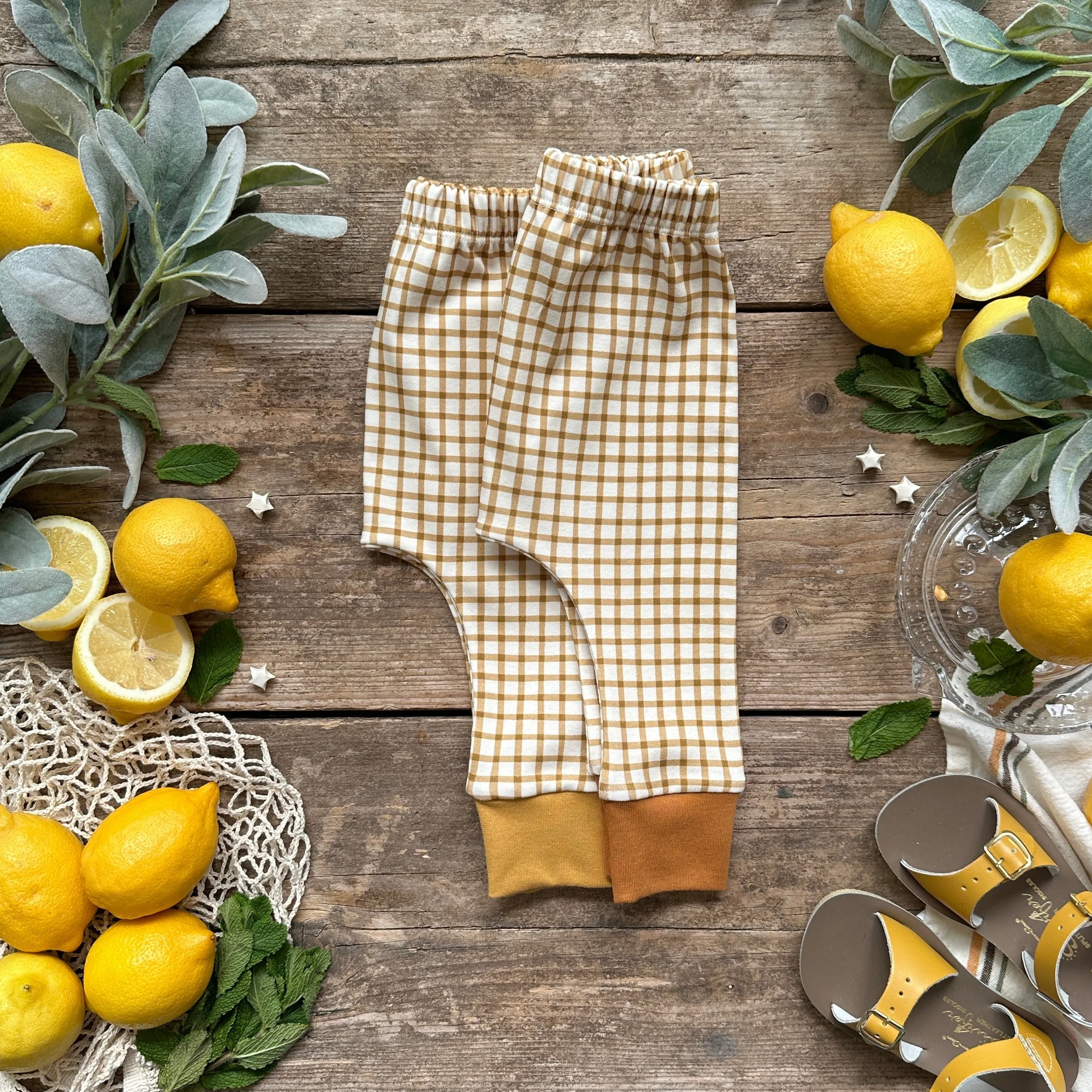 Mustard Gingham Long BeeJamas