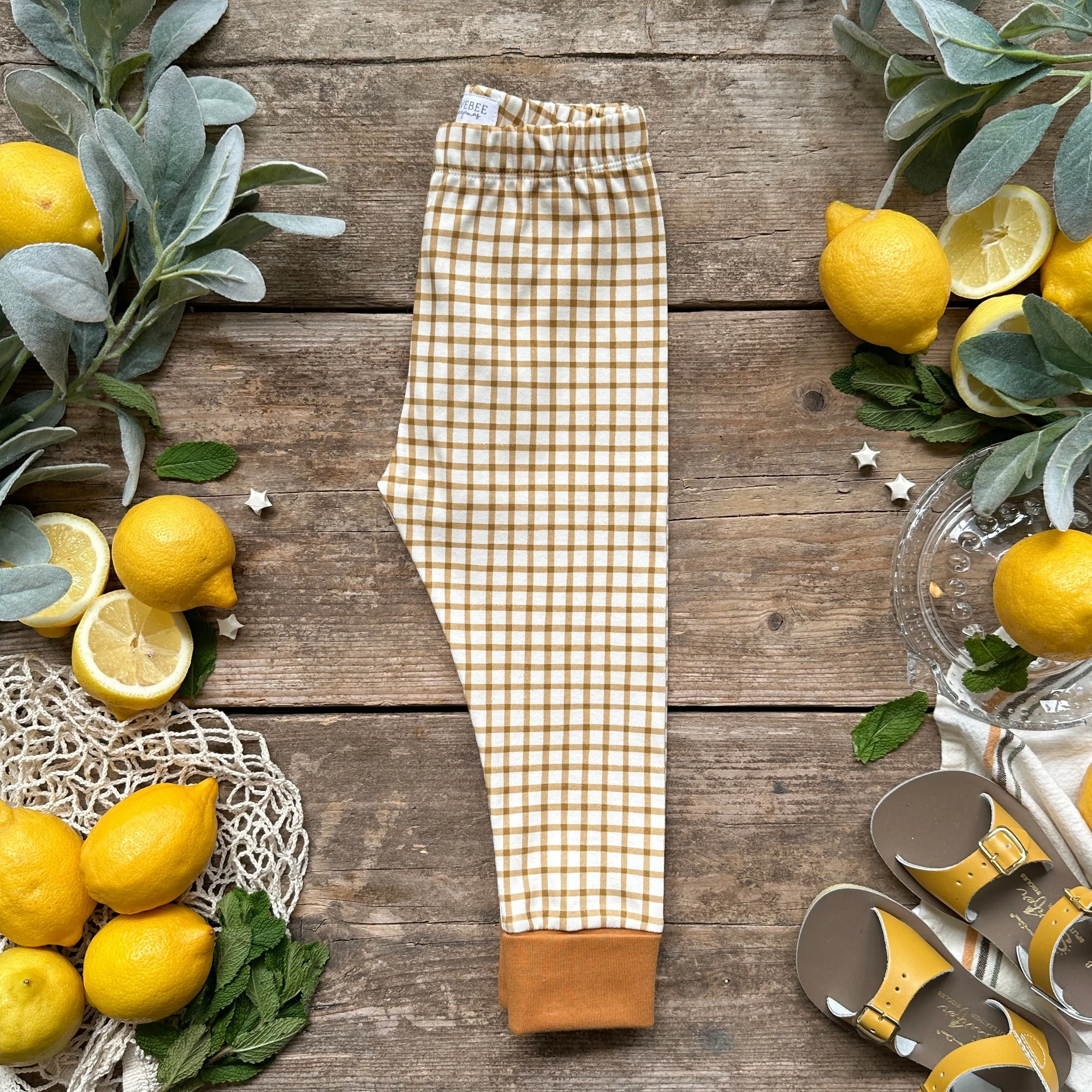 Mustard Gingham Long BeeJamas