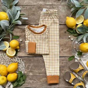 Mustard Gingham Long BeeJamas