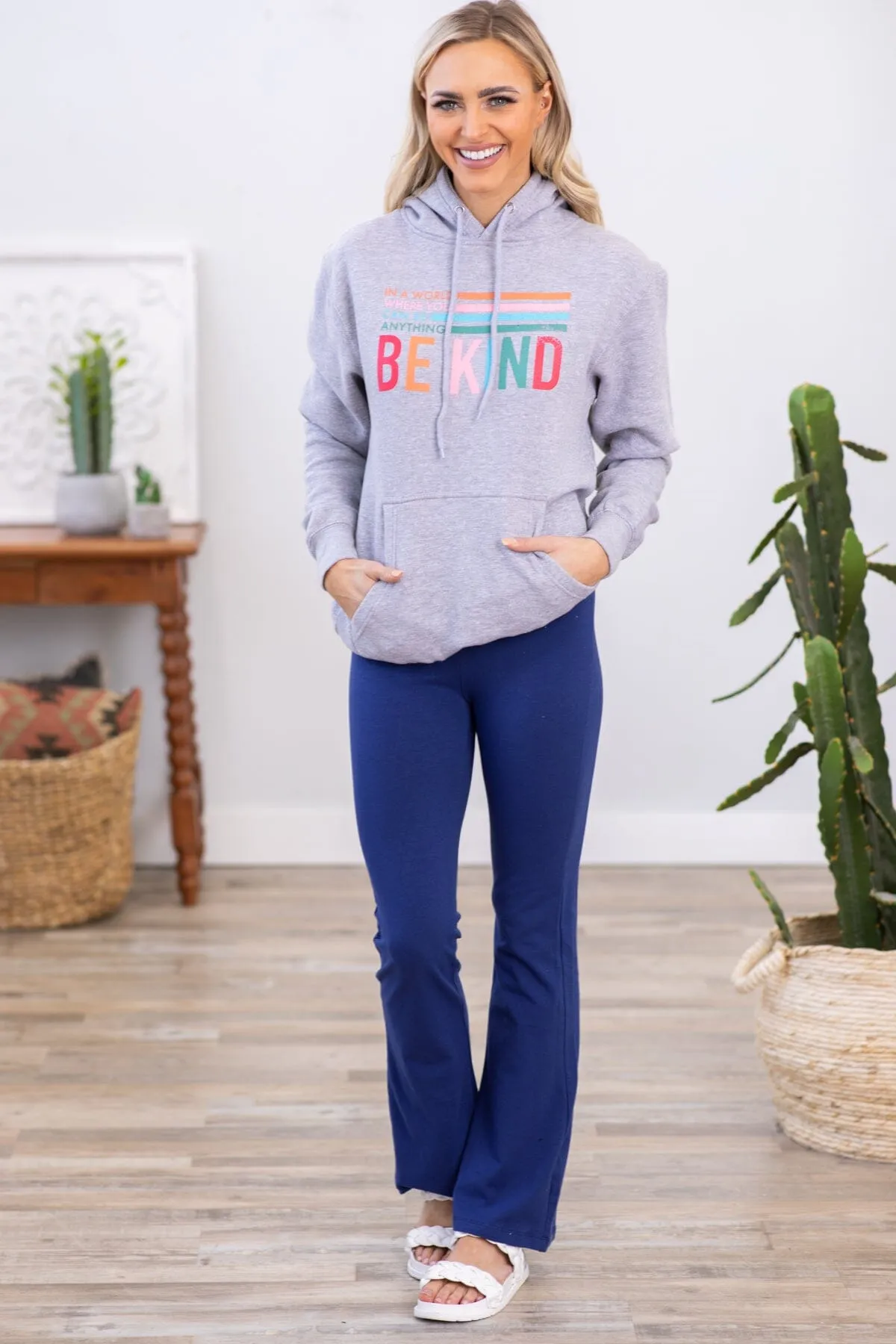 Navy Flare Pull On Yoga Pants