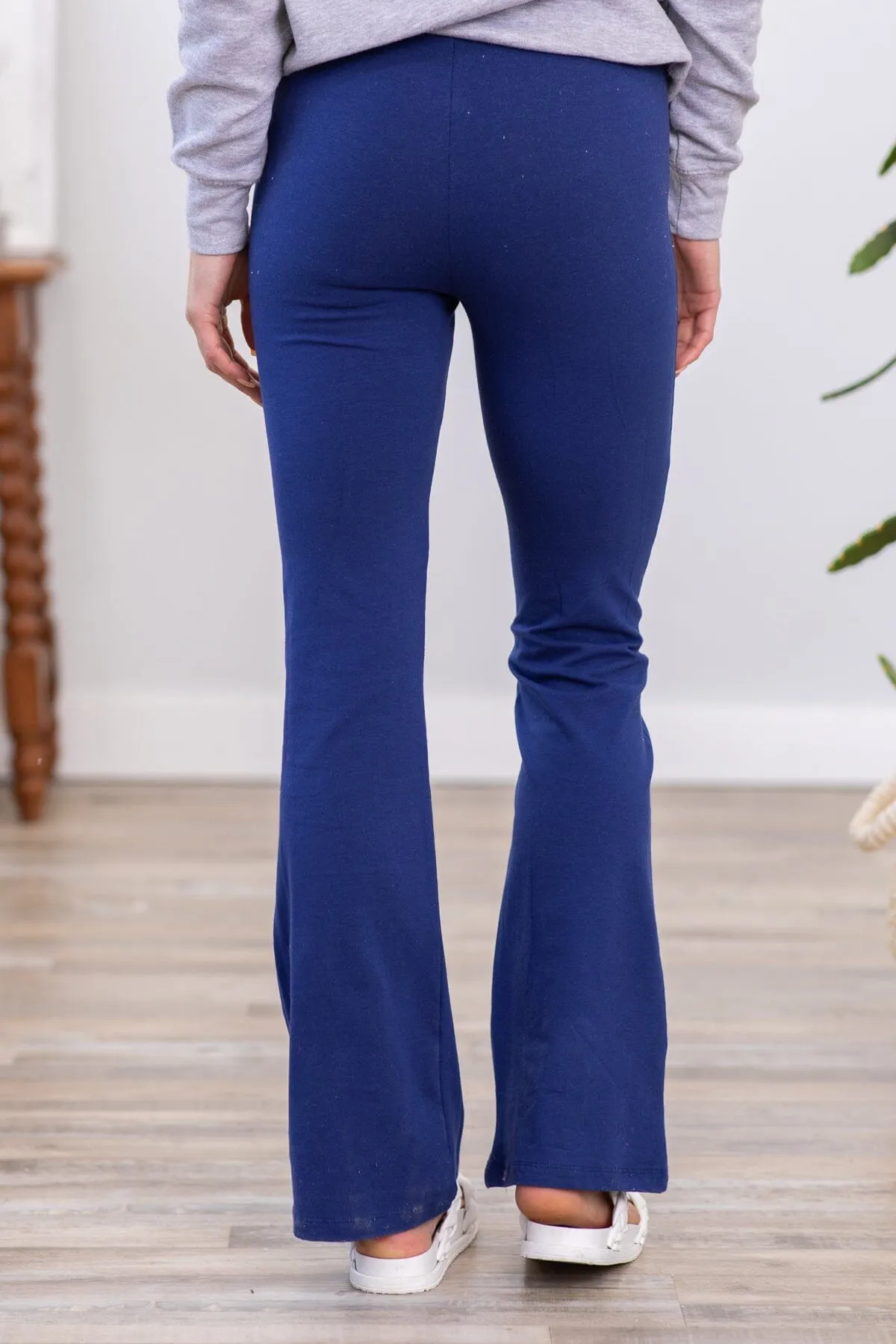 Navy Flare Pull On Yoga Pants