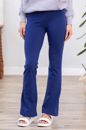 Navy Flare Pull On Yoga Pants