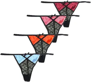 New Mierside Sexy Lace G-String Thong Panty Underwear Pack of 4, Sz 4X Fit size 24 to 26 W