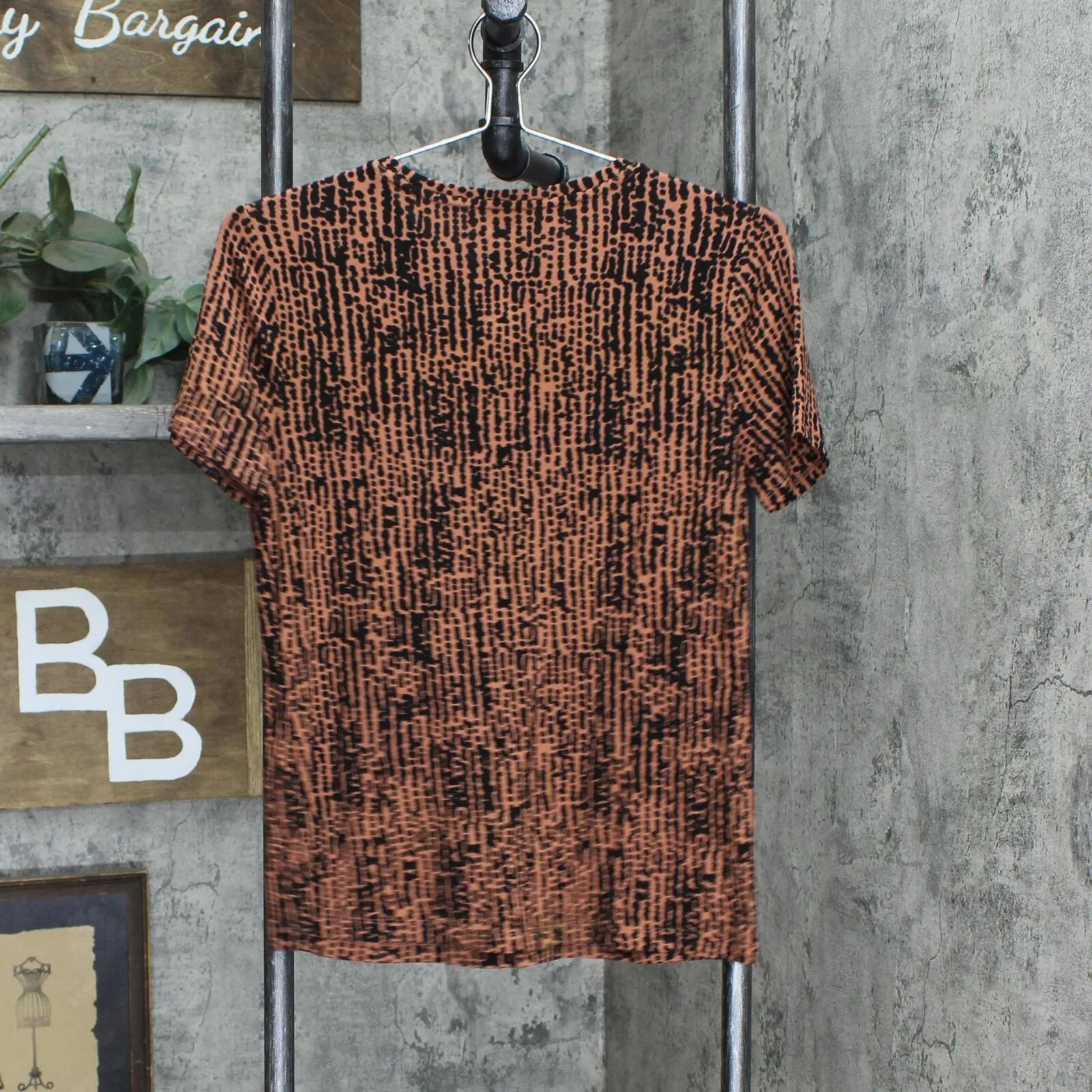 Nine West Womens Short Sleeve Soft Spun T-Shirt Tee Brown / Black S