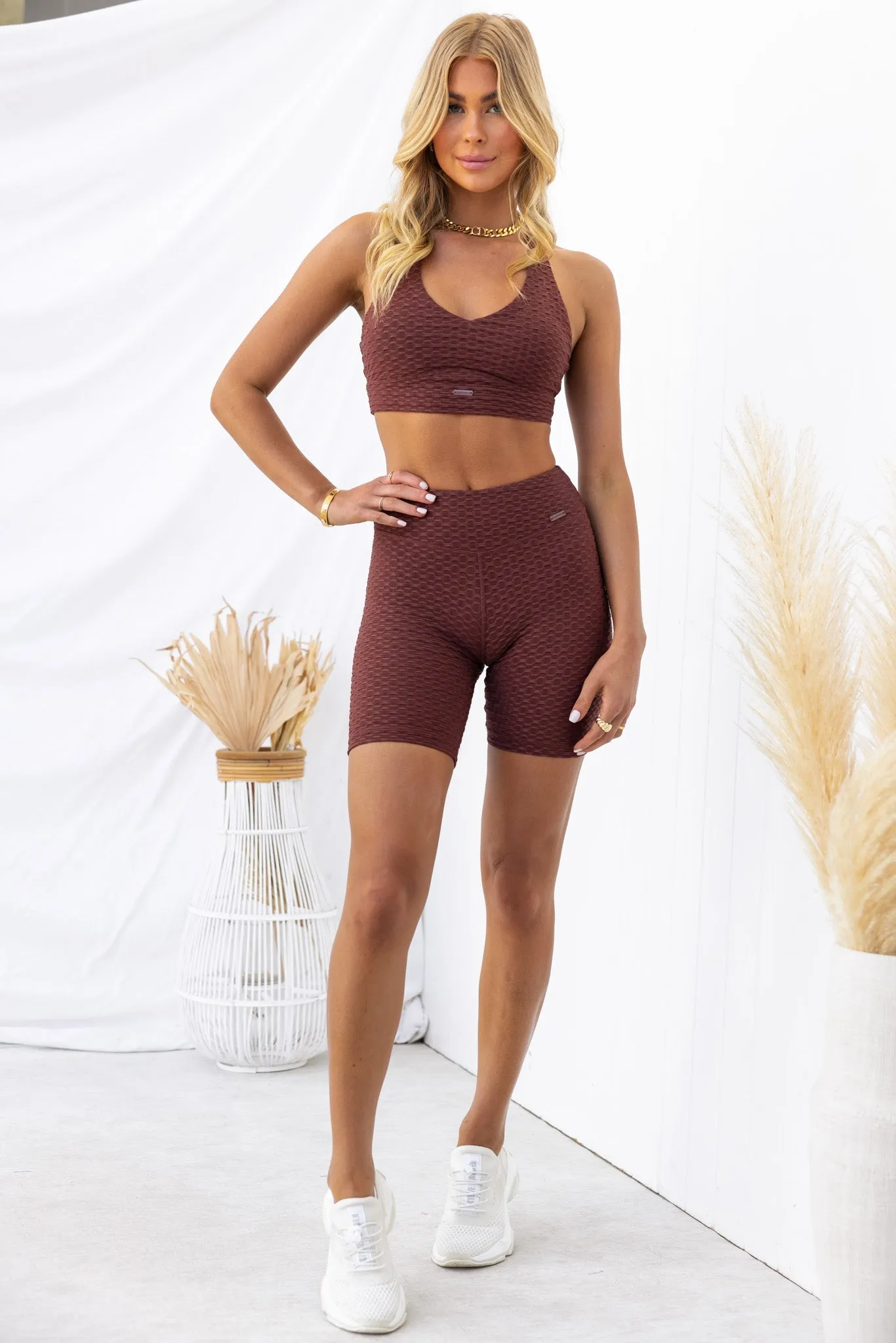 Optic Scrunch Bum Shorts - Chocolate
