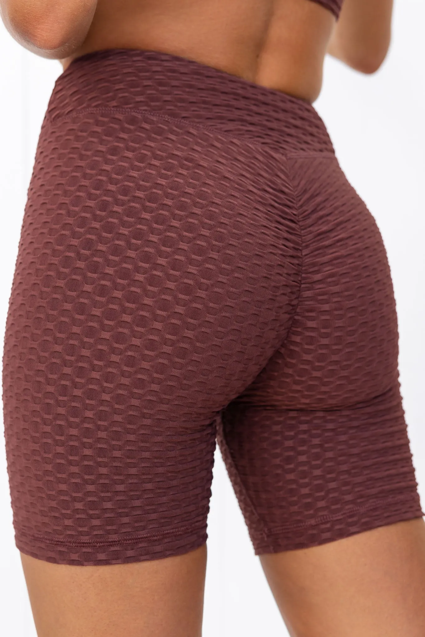 Optic Scrunch Bum Shorts - Chocolate