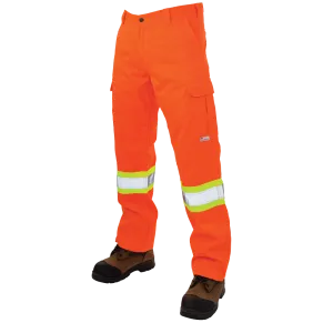 Orange Hi-Vis Relaxed Fit Twill Safety Cargo Work Pant by Tough Duck - Style SP01