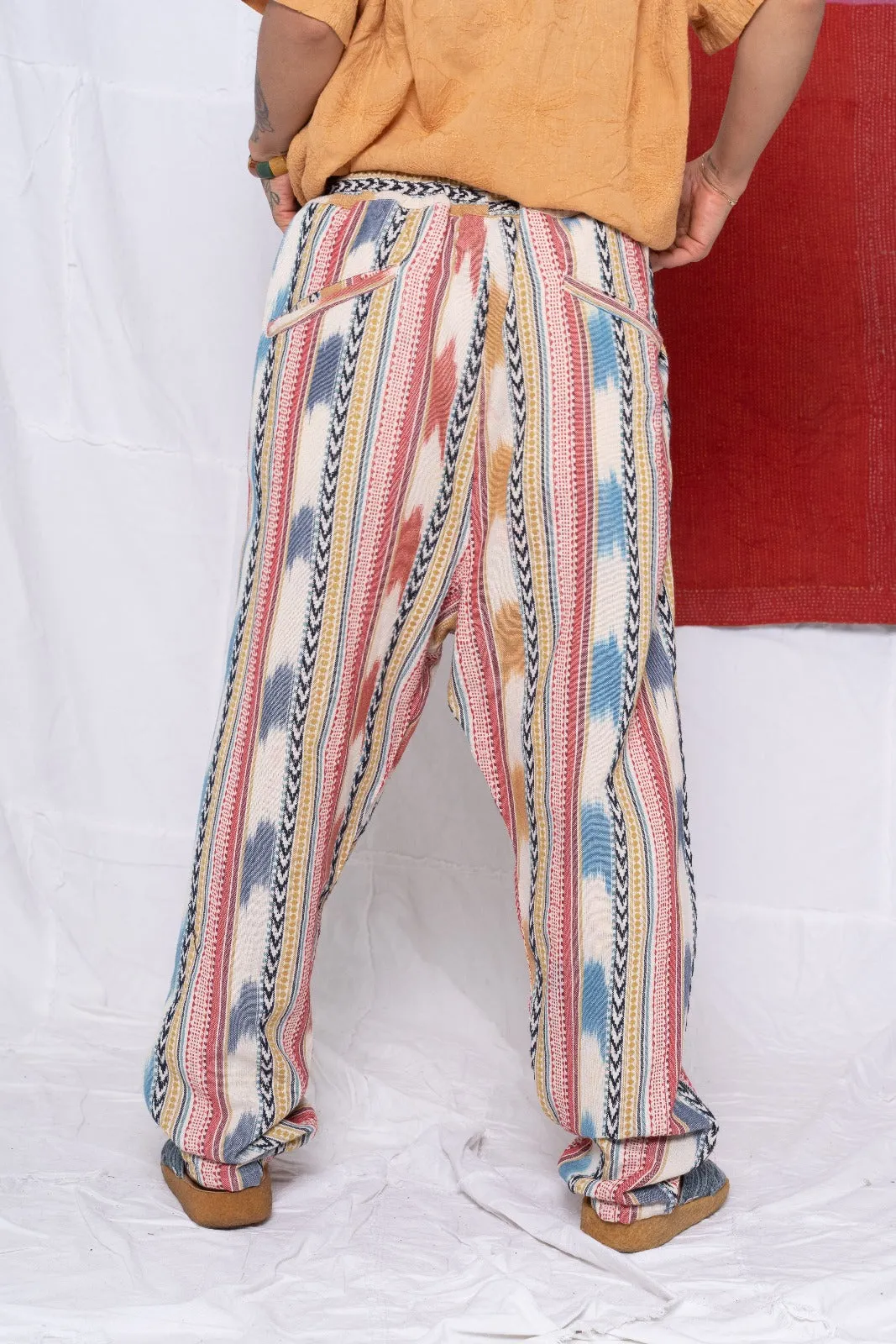 P70 Pleated Easy Pant Cotton St. Tropez Ikat Fabric Rinse