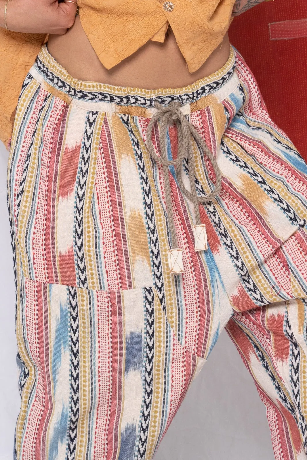 P70 Pleated Easy Pant Cotton St. Tropez Ikat Fabric Rinse