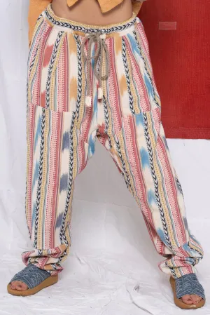 P70 Pleated Easy Pant Cotton St. Tropez Ikat Fabric Rinse